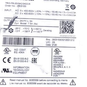 PHOENIX CONTACT TRIO-PS-2G/3AC/24DC/5